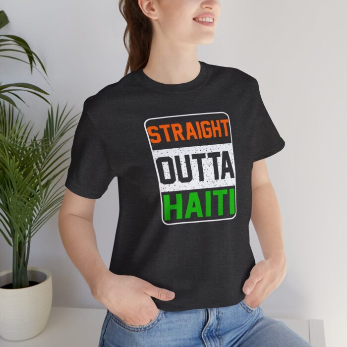 "straight outta haiti" unisex jersey short sleeve tee