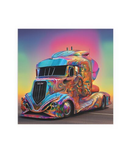 psychedelic do dah truck indoor and outdoor silk poster