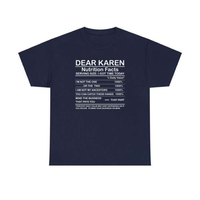 dear karen nutrition facts unisex heavy cotton tee