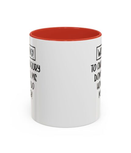 "job warning" color accent coffee mug, 11oz