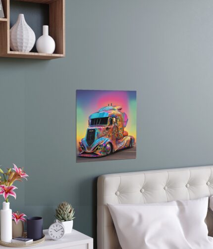 psychedelic do dah truck indoor and outdoor silk poster