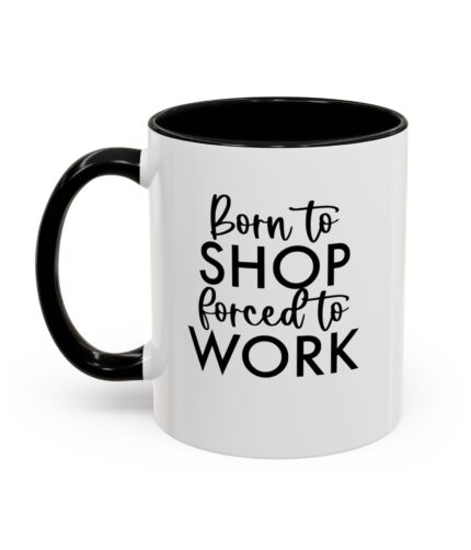 "born to shop" color accent coffee mug, 11oz